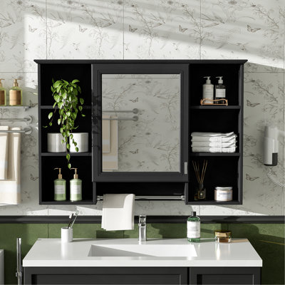 3-in-1 Bathroom Mirror Cabinet, 42 inch Wall Mounted Medicine Cabinet with Adjustable Shelf & Soft Close Door, High-Define Mirror with Storage for Bathroom Vanity