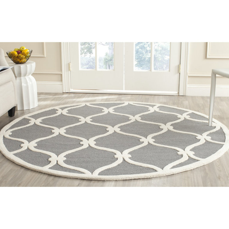 Cannen Hand Tufted Wool Geometric Rug, Round 8'