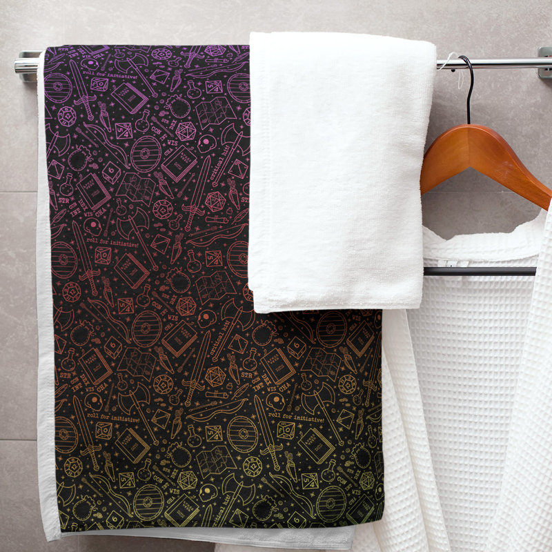 Serviette de bain classique, Rose / Noir / Jaune