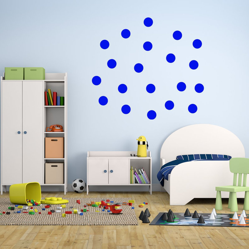 Décalcomanie murale adhésif décoratif & pois, Bleu