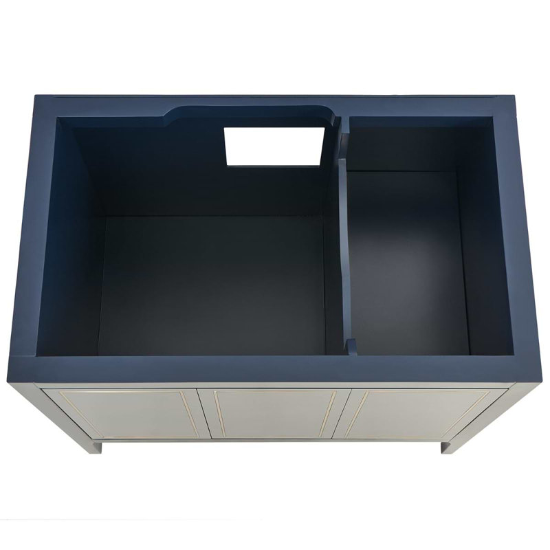 Province 36" Freestanding Standard Single Bathroom Vanity with Top, Navy, Gold