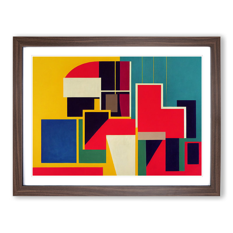 Dazzling Modern Abstract Art - Single Picture Frame Print, Walnut, 34cm H x 46cm W x 2cm D