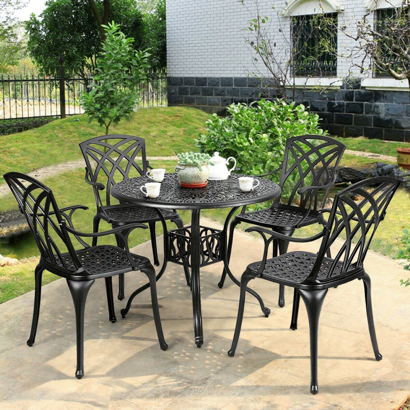 Aluminum Dining Chairs Set with Armrests