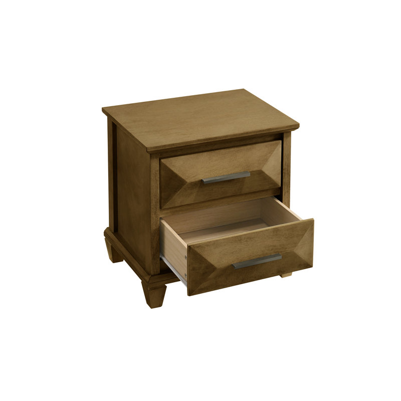 Claypoole Transitional 23”H 2 Drawer Nightstand (Set Of 2), Antique Oak