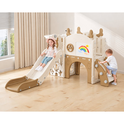 12 In 1 Kids Slide For Toddlers, Toddler Playset With Golf, Drawing Board, Basketball Hoop And Storage Space