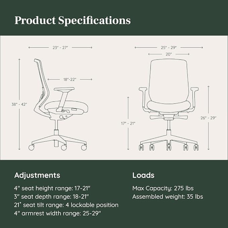 Branch Ergonomic Chair - A Versatile Desk Chair With Adjustable Lumbar Support, Breathable Mesh Backrest, And Smooth Wheels - Experience Optimal Comfort And Support