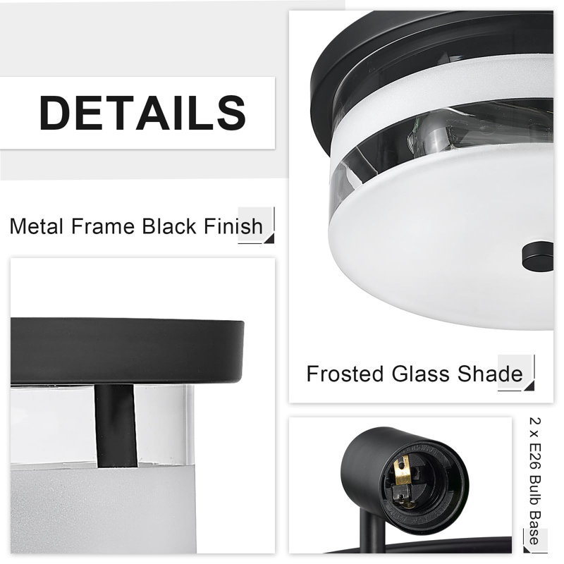 Flush Mount Ceiling Light with Frosted Glass Shade