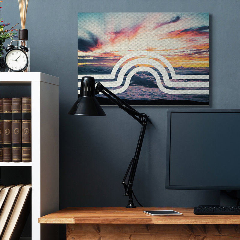 « AC-721 Sunset Cloud Landscape »-impression d’art graphique, Toile tendue, H 30 po x l 40 po x 1,5 po