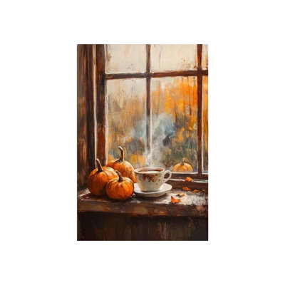 Autumn Window Scene Unframed Canvas Wall Art 24" X 36"