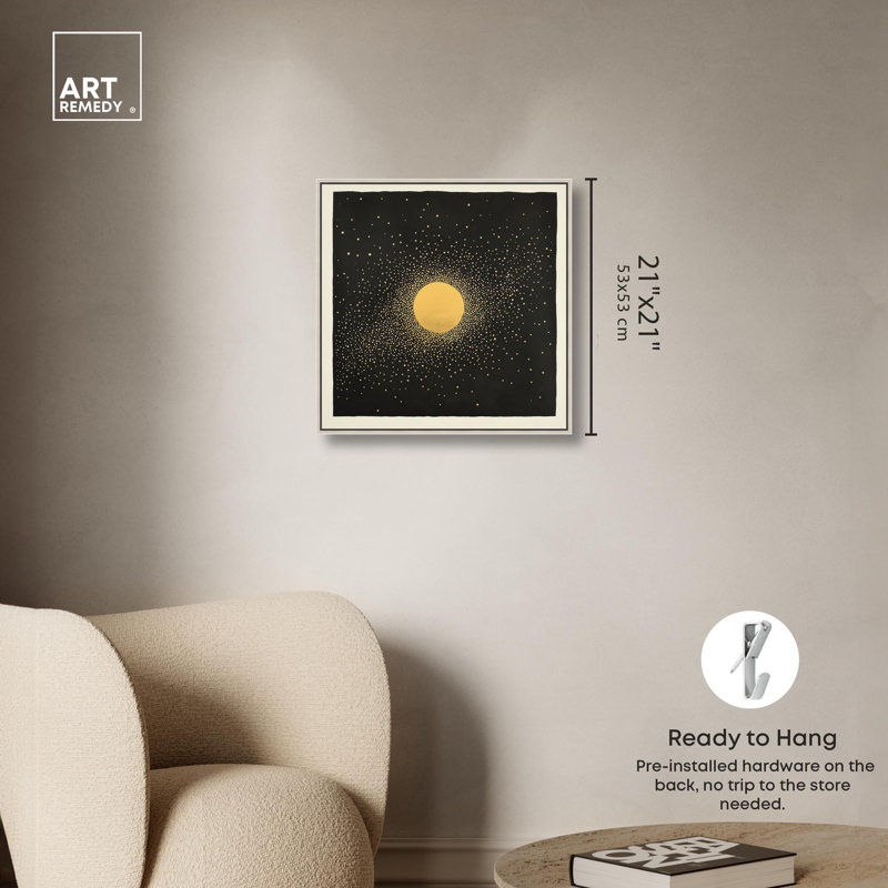 Reproduction d'art sur toile Golden Vortex II Boho Gold par Art Remedy, H 20" x l 20", Cadre argenté