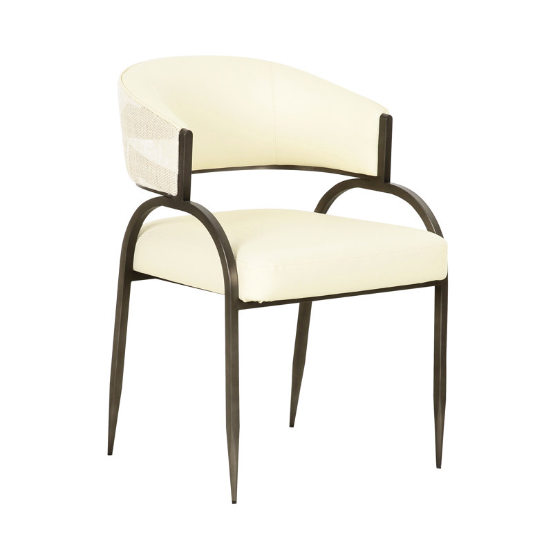 Chaise de salle à manger Tatum en cuir végétalien et jacquard 2 tons