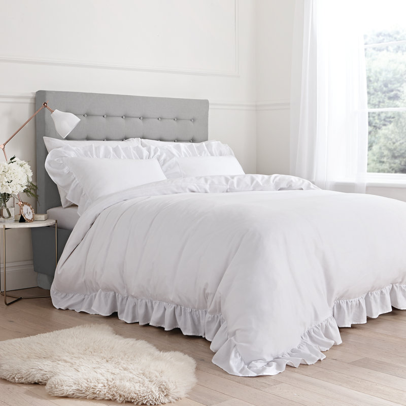 Relaxed Frill 200 TC Duvet Cover Set, Super King - 2 Standard Pillowcases, White