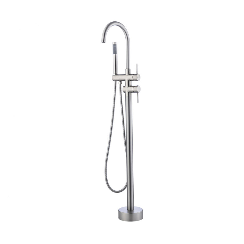 Bec de baignoire fixé au sol, Nickel brossé