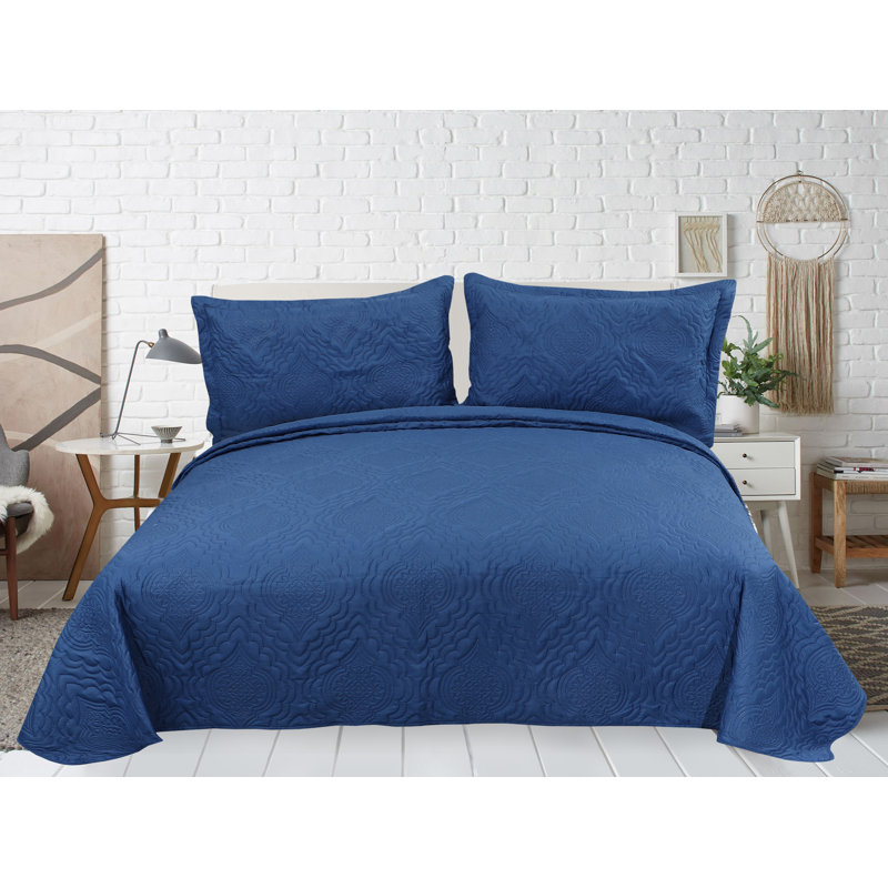 Ensemble de courtepointe 3 pièces Marina Soft Home Marina de Pinsonic Bedding, Bleu marine