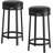 24" Swivel Bar Stools Set of 2, PU Leather Seat, Metal Frame, Backless, Kitchen Island, Black-284062706-284062707