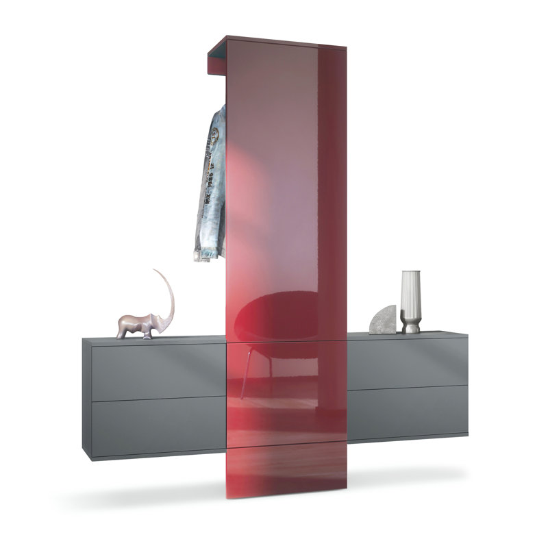 Chappa Hall Tree 157cm Wide, High-gloss burgundy