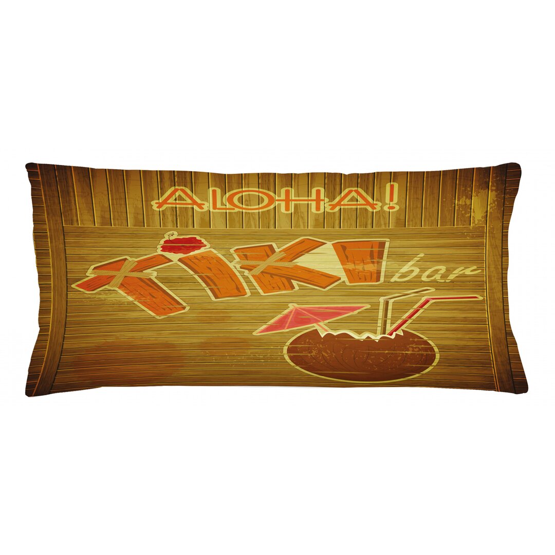 Kissenbezug, Holz Plank Aloha, Tiki Bar, Brown Orange Pink