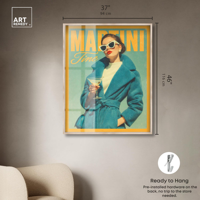 «Martini Time» par Shadowbox Print, H 46 po x l 37 po, Crème, crème