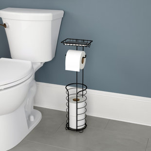 Bathroom Toilet Paper Holder Stand Modern Tissue Roll Holder SUS304  Stainless Steel Rustproof Freestanding Pedestal Matte