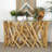 Simonsen Teak Wood Handmade Tree Branch Brown Console Table with Clear Glass Top