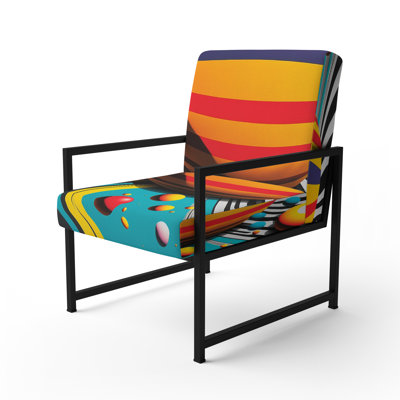 Pop Art Colorful Spheres VI - Upholstered Contemporary Arm Chair, Geometric Abstract Accent Chair