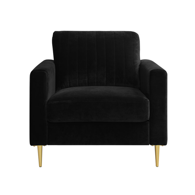 Marienville 3 - Piece Velvet Living Room Set, Black
