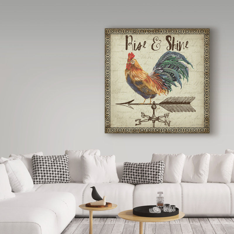 Rustic Farmhouse Rooster Weather Vane Canvas Art, 14" x 14"