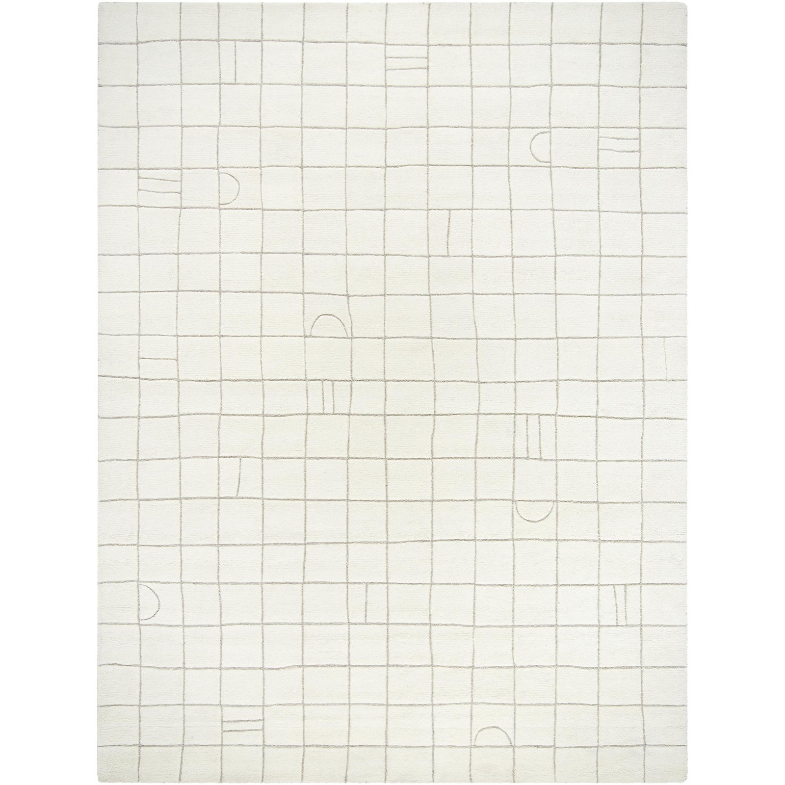 Lorette Hand Tufted Wool Off-White Rug, Rectangle 8' x 10'