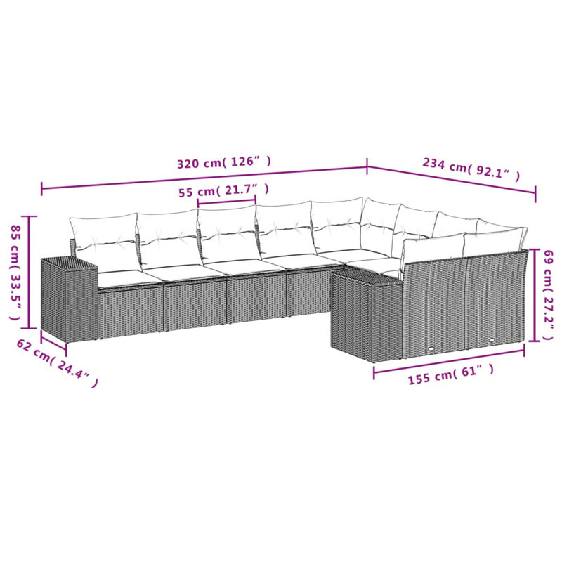Ensemble de canapé de jardin Vidaxl beige, blanc crème