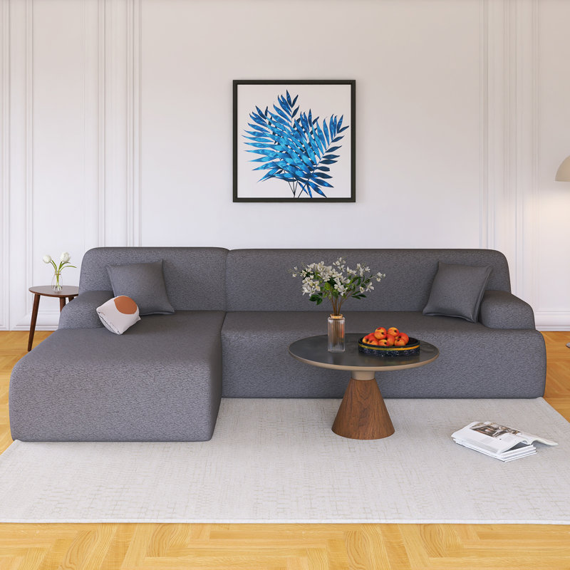 Grand canapé modulaire moderne en L pour salon, Polyester gris