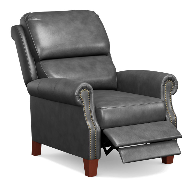 Fauteuil inclinable en cuir chocolat Edingworth, Cuir gris foncé assorti