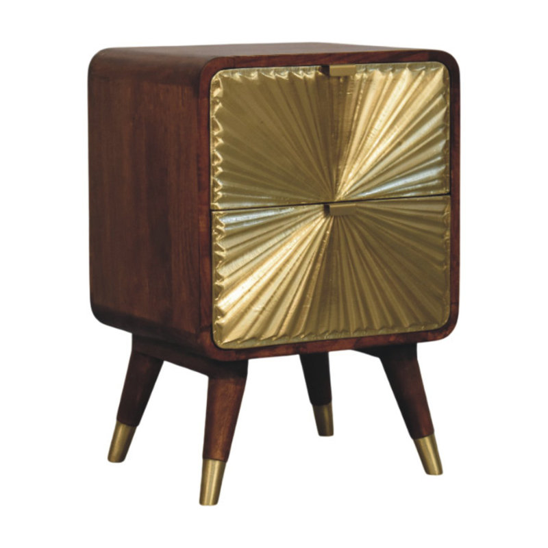 Avora Embossed 2 Drawer Chestnut Mykonos