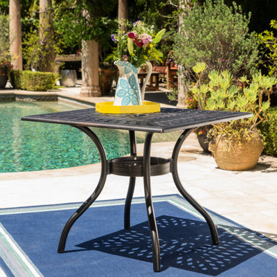 Table de patio carrée 37 po - Aluminium, rouille, léger, aluminium coulé cuivre brillant pour terrasses à rouille,
