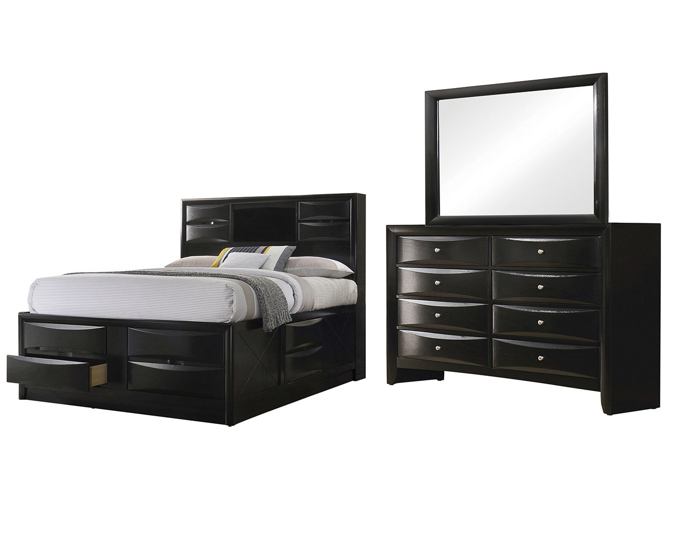 CDecor Home Furnishings Isabel Black 3-Piece Storage Queen Bedroom Set ...