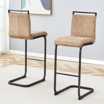 Tabouret de bar 42,5 pouces de hauteur en tissu brun - Une combinaison parfaite de design moderne, de confort et de stabilité. Un ensemble de 2.