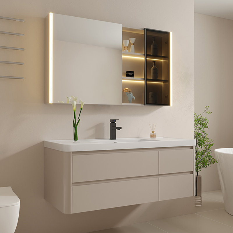 Light luxury cream style simple bathroom cabinet