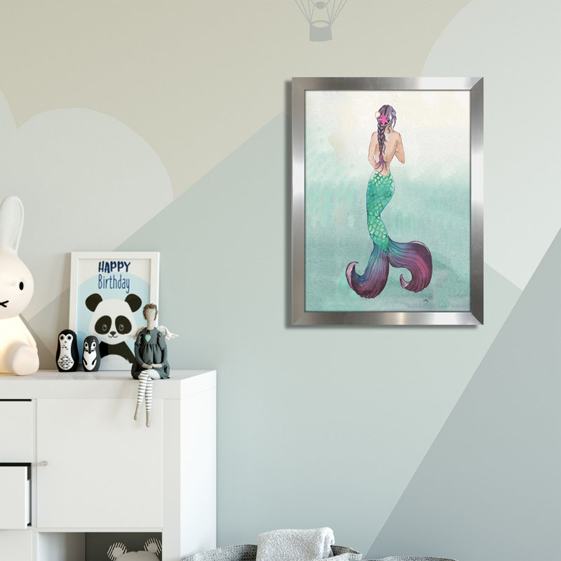 «Mermaid» - Imprimé, Cadre argenté, H 17,5 po x l 13,5 po x P 1 po