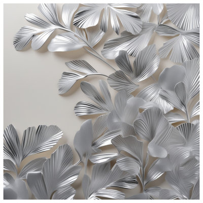 Silver Metallic Leaves Wall Tapestry - Leaves Wall Decor