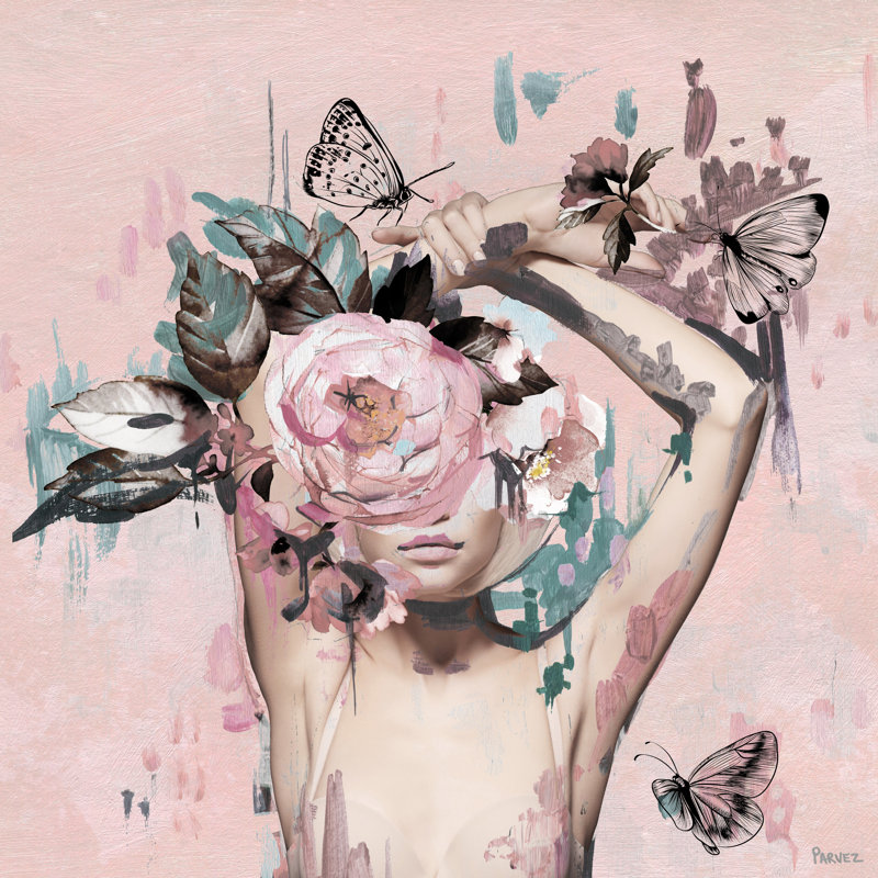 Floral Crown Beauty by Parvez Taj - Wrapped Canvas Painting, 20cm H x 20cm W