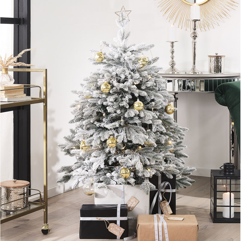 Foraker Artificial Pine Christmas Tree, 3.94ft H x 2.79ft W x 2.79ft D