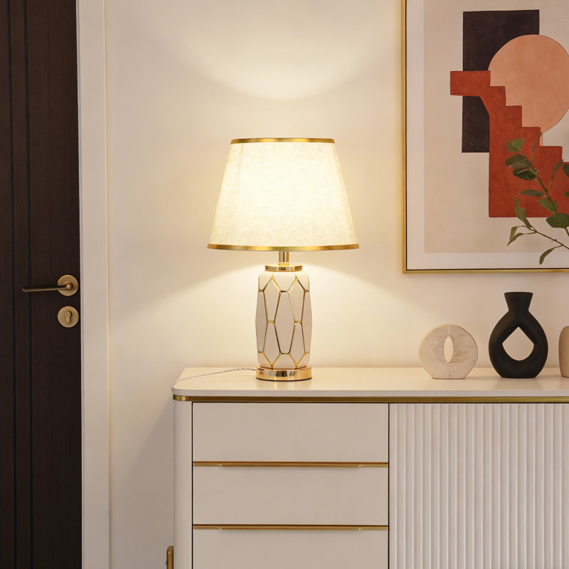 Modern Ceramic Table Lamp With Linen Shade