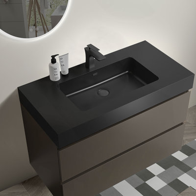 Meuble-lavabo mural flottant avec lavabo et rangement