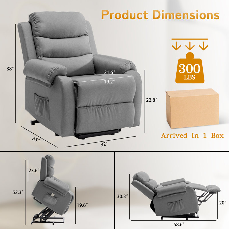  KORSER Power Lift Recliners , Small Recliner For Small Space, Electric Recliner Chair For Elderly With Side Pockets