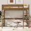 Lit mezzanine simple avec bureau, cadre de lit mezzanine rembourré avec échelle, barrières de sécurité