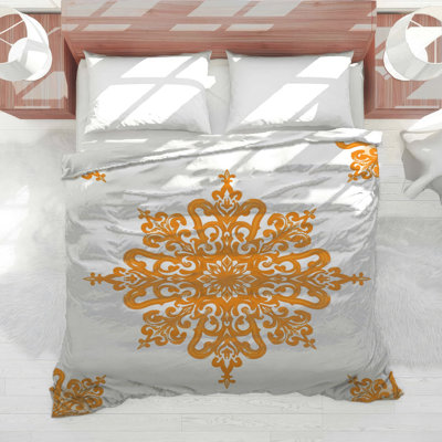 Orange Ornament Motif Comforter