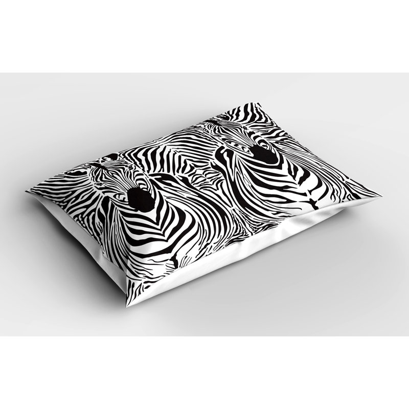 Black and White Zebra Stripe Microfiber Pillow Shams, 2 Pack, Standard/Queen
