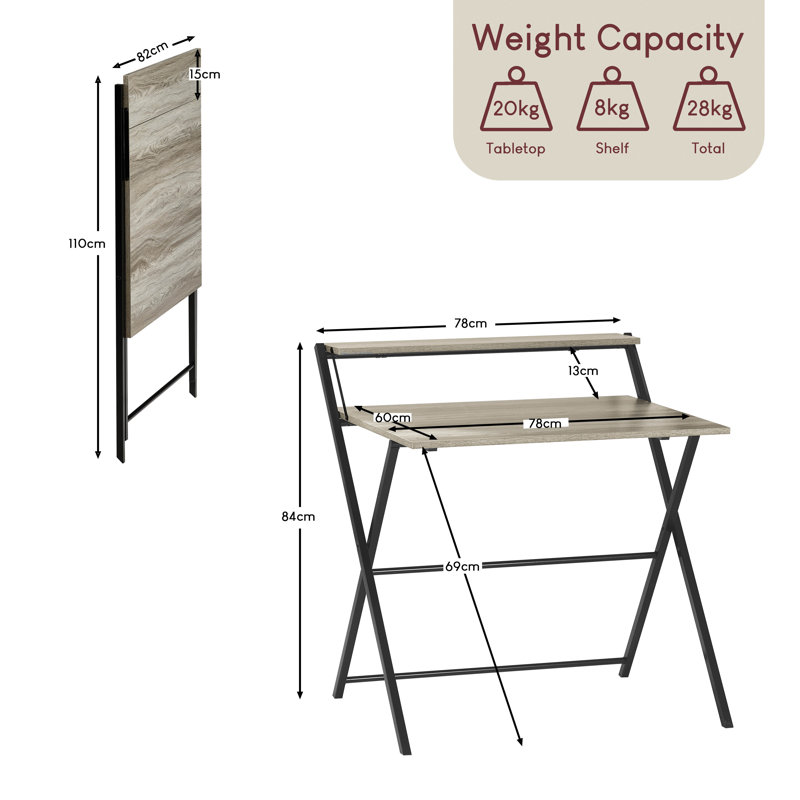 Ajwad Metal Base Writing Desk, Grey