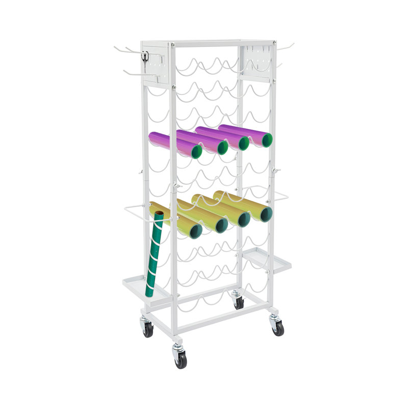 40 Compartments Mobile Vinyl Roll Holder Cart, Natural