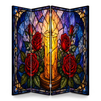 Cloison pliante 6 panneaux séparateur de bougie Royal Roses Red