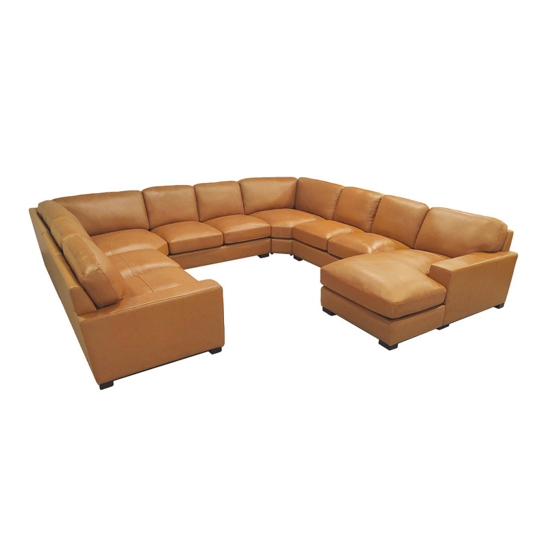 Canapé modulaire surdimensionné en forme de U surdimensionné en cuir véritable avec sièges profonds et conception modulaire